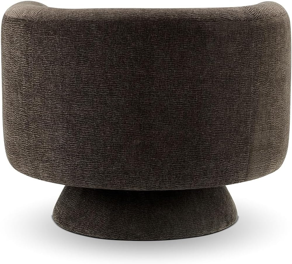 360 Degree Swivel Chair Espresso Velvet Upholstery-4