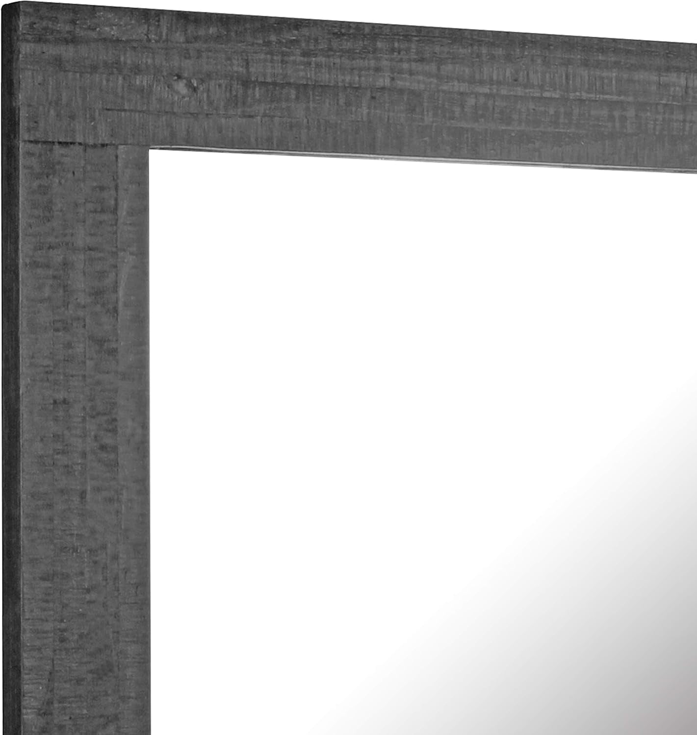 24x18 Inch Rectangle Black Wood Frame Wall Mirror With Attached Hanging Brackets Rustic Decor-4