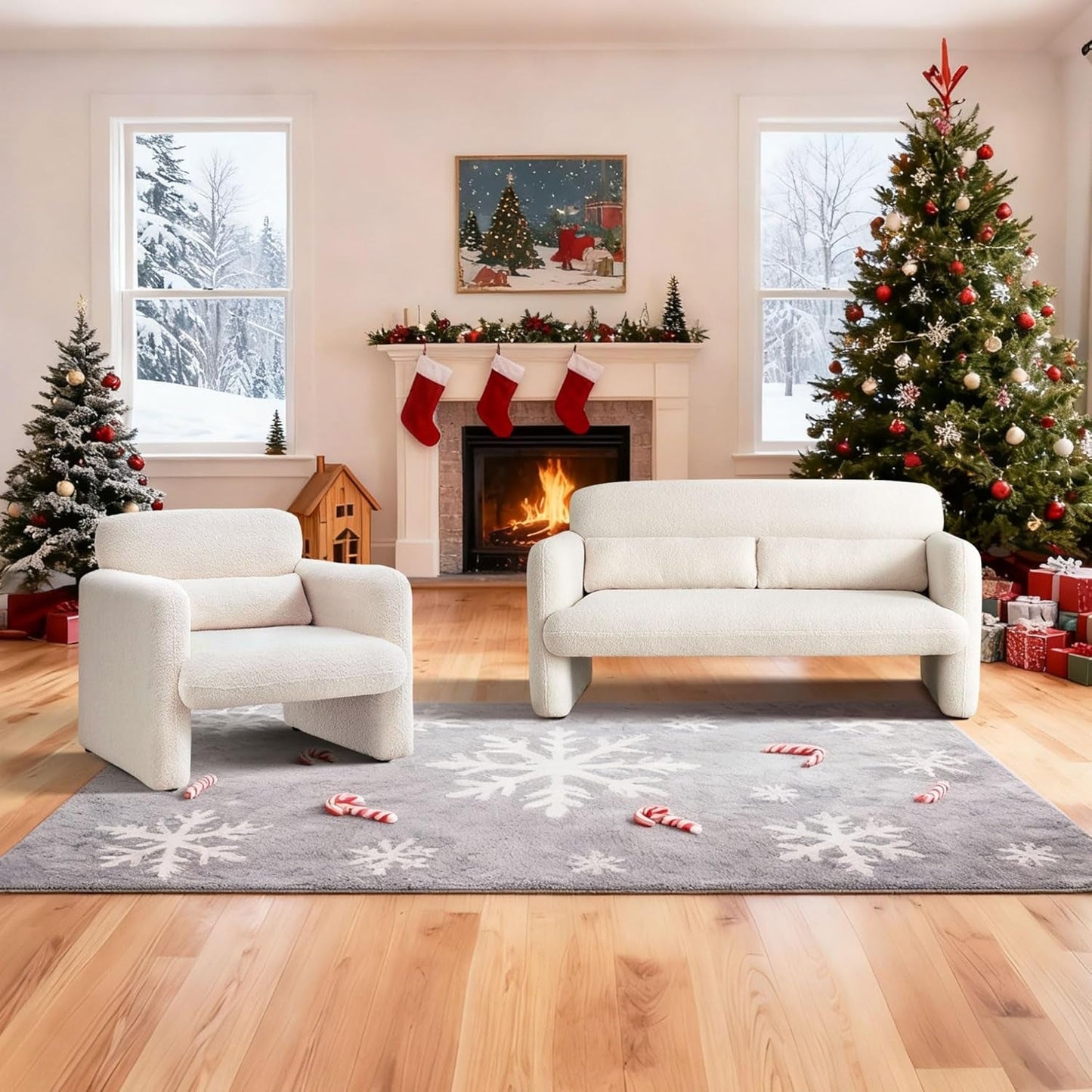 33Inch Sherpa Upholstered Accent Chair With Armrests-4