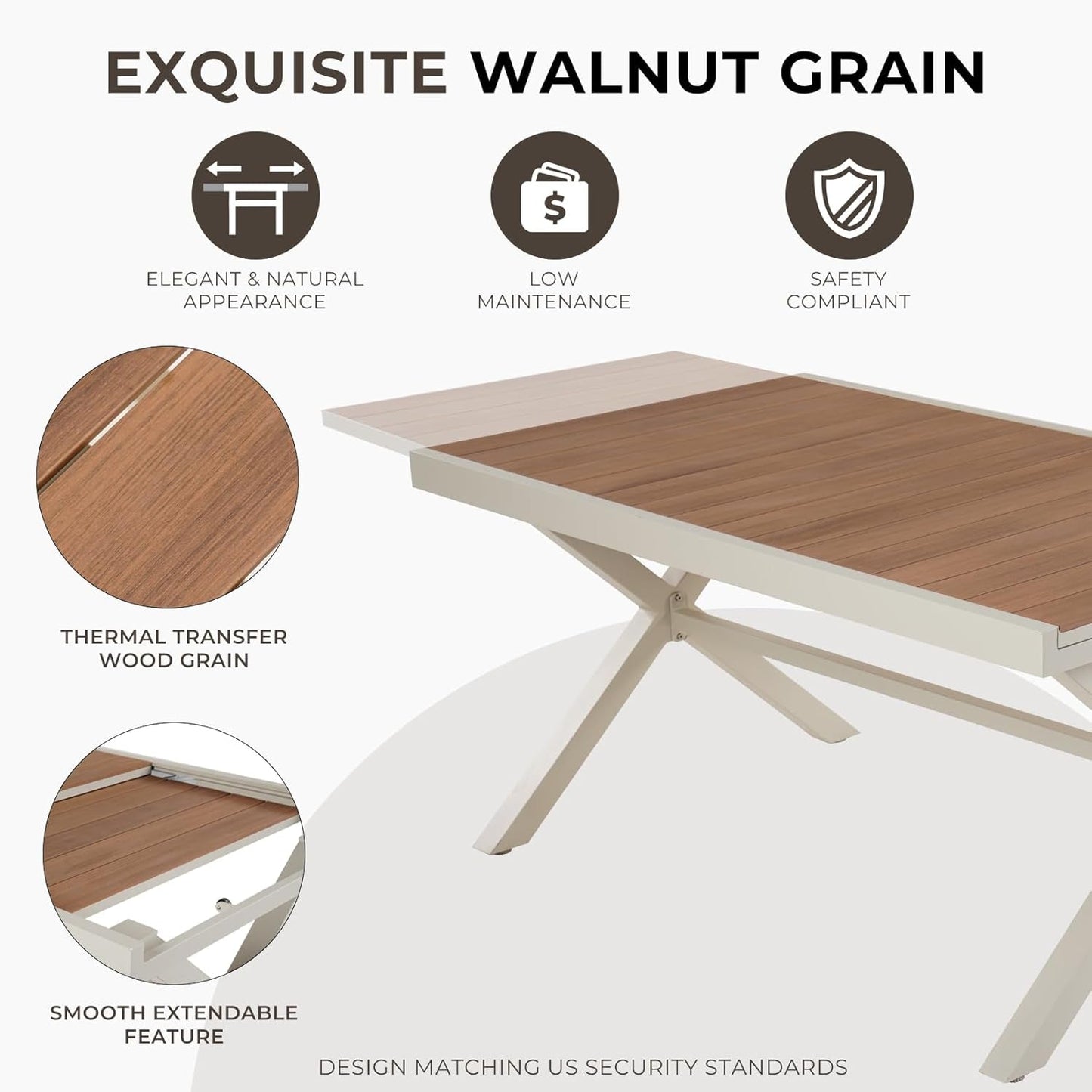 11 Piece Outdoor Dining Set Apricot Sling Mesh Chairs With Wood Grain Expandable Table For 6 To 8-4