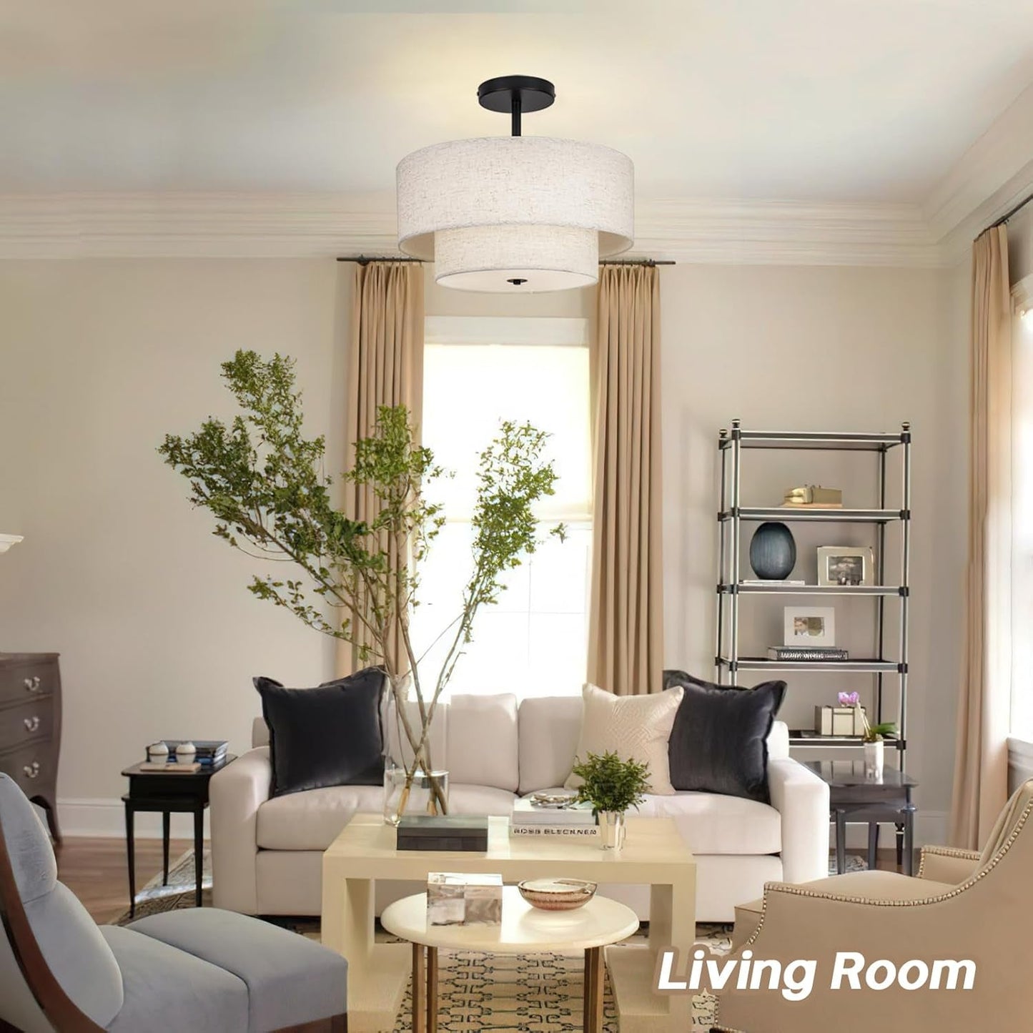 18 Inch Industrial Grade Drum Semi Flush Ceiling Light-4