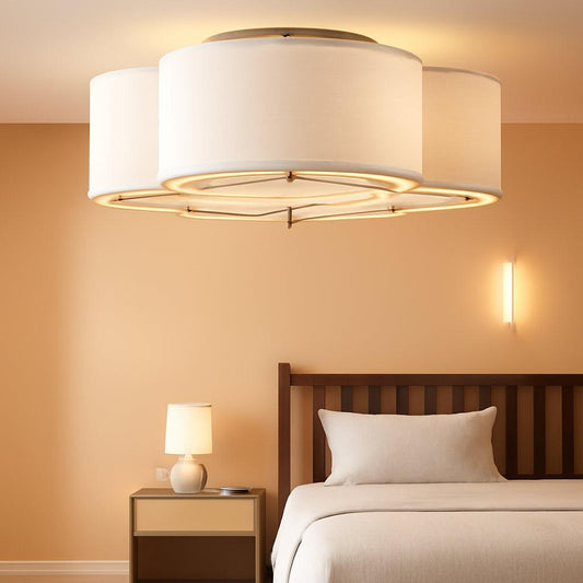 20 Inch Boho White Ceiling Fan With Light Remote Flush Mount-0