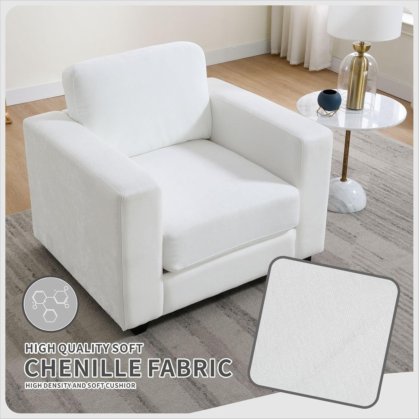 39 Inch Oversized Chenille Upholstered Accent Chair-3