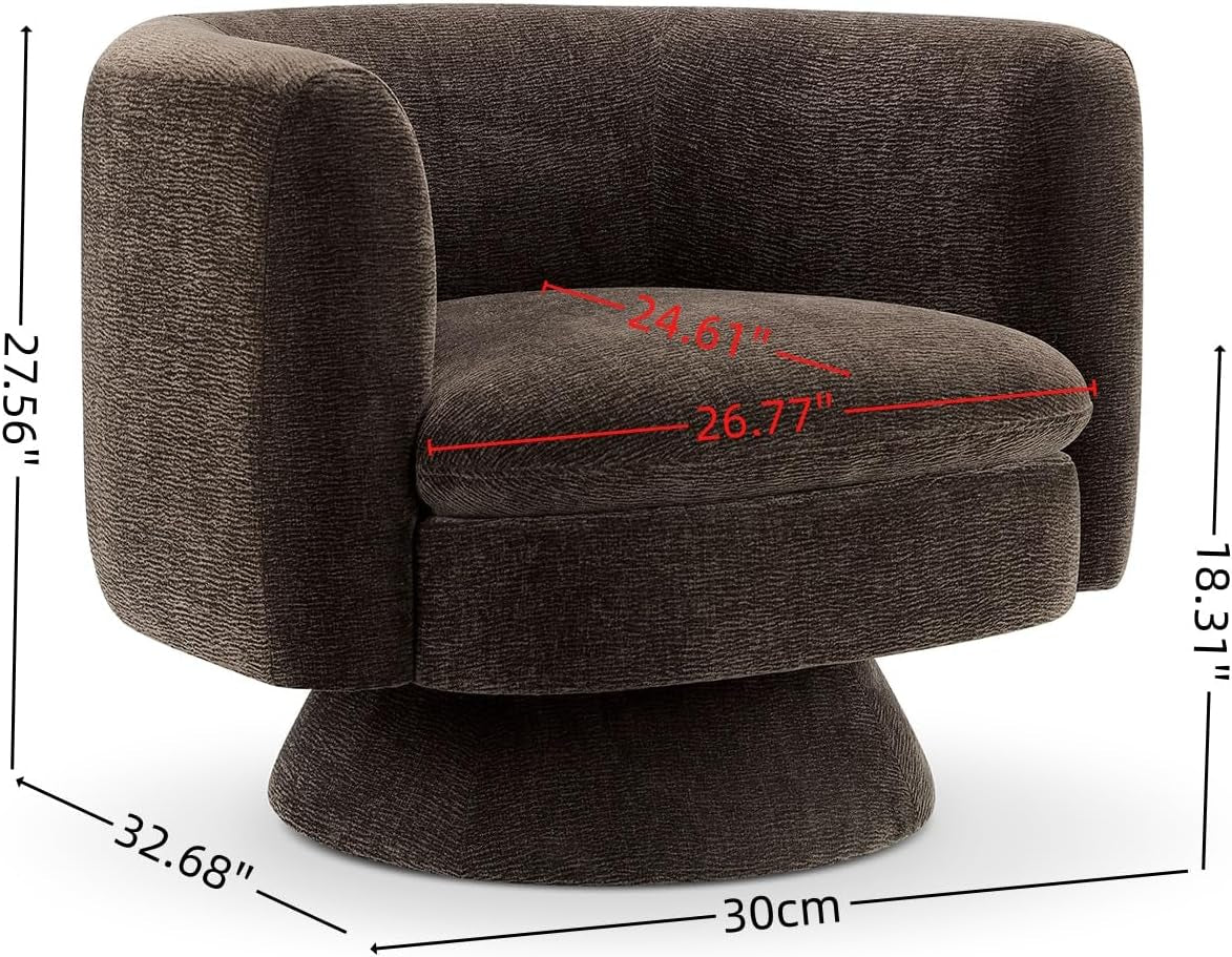 360 Degree Swivel Chair Espresso Velvet Upholstery-2