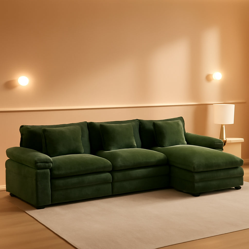 120Inch Green Modular Sectional Sofa Featuring Ottoman-0