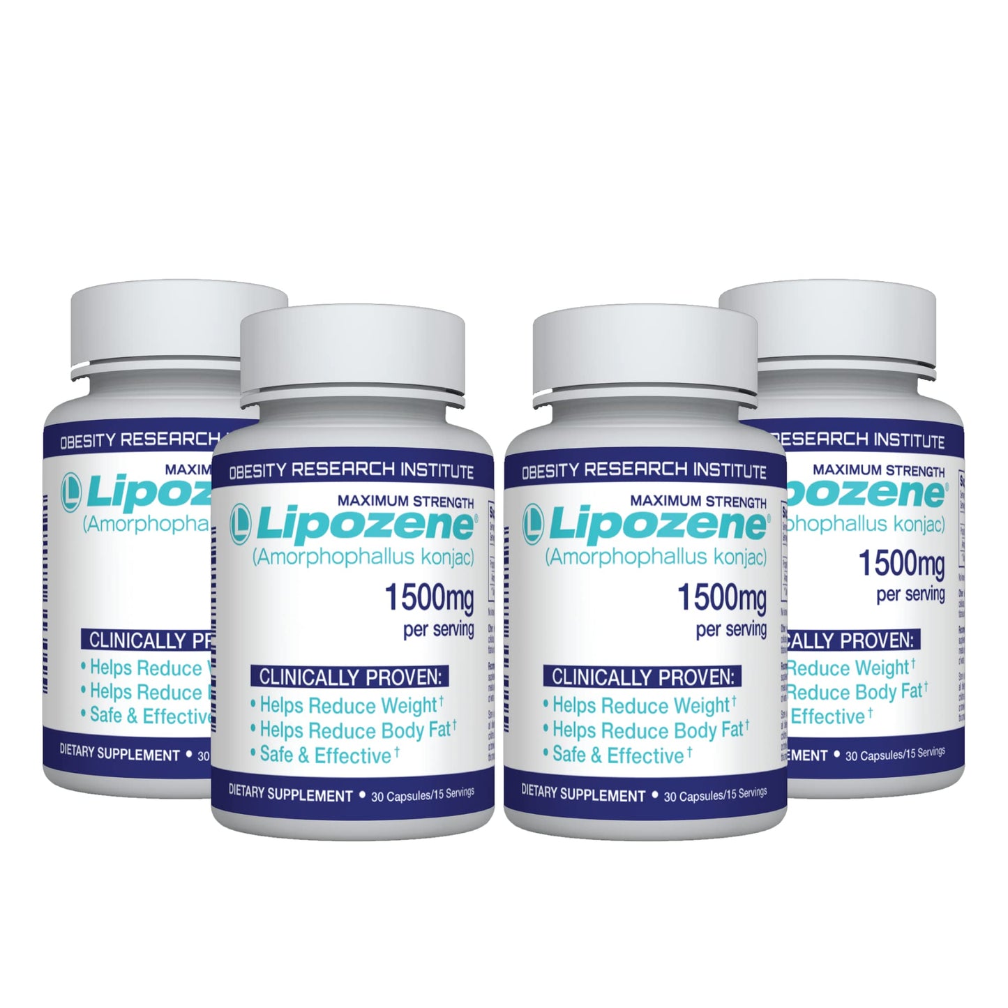 Lipozene Diet Pills - Weight Loss Supplement - 4 Bottles of 30 Capsules Each a Total of 120 Capsules!
