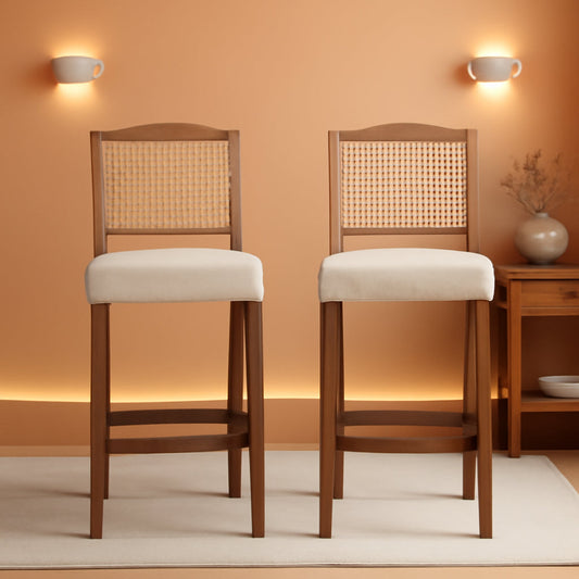 30 Inch Counter Height Stools Linen Beige Set Of 2-0