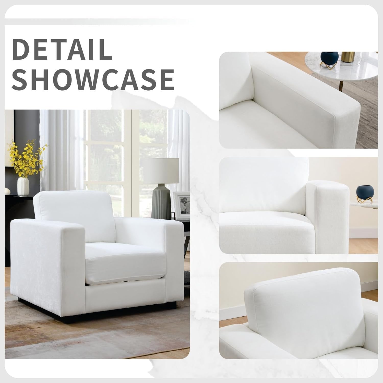 39 Inch Oversized Chenille Upholstered Accent Chair-2