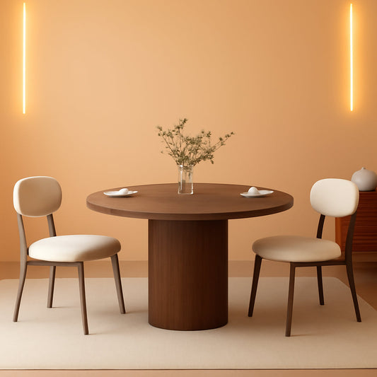 47 Inch Walnut Round Dining Table Farmhouse Kitchen-0