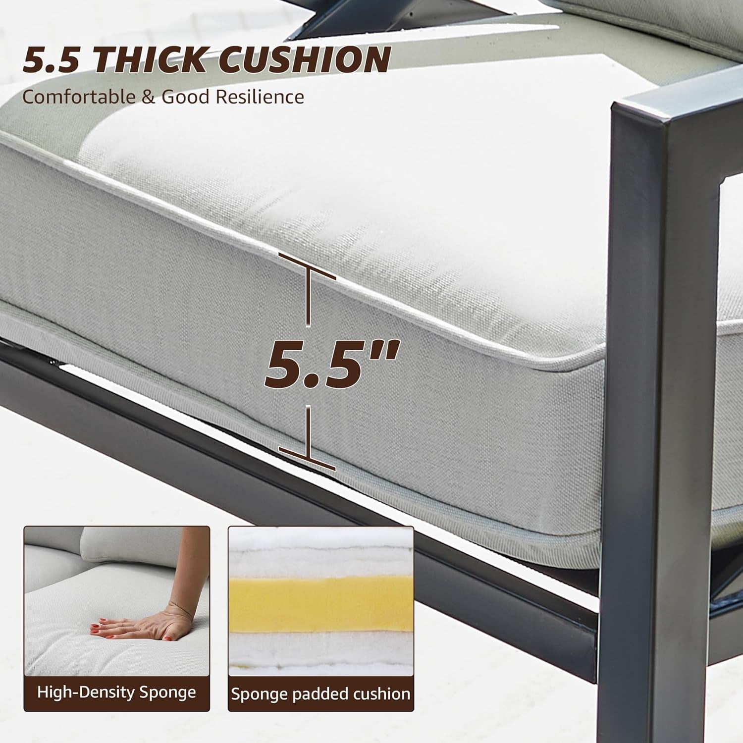 4 Piece Outdoor Metal Patio Set With 5.5 Inch Cushions And Coffee Table-2