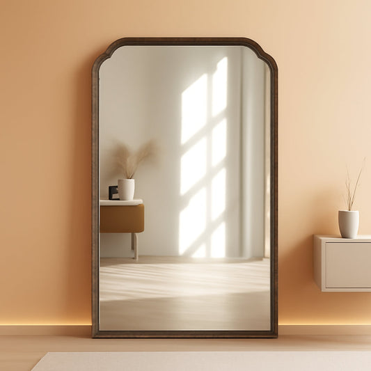 24 X 36 Solid Wood Bathroom Mirror Rustic Brown Frame For Living Room Bedroom Vanity-0