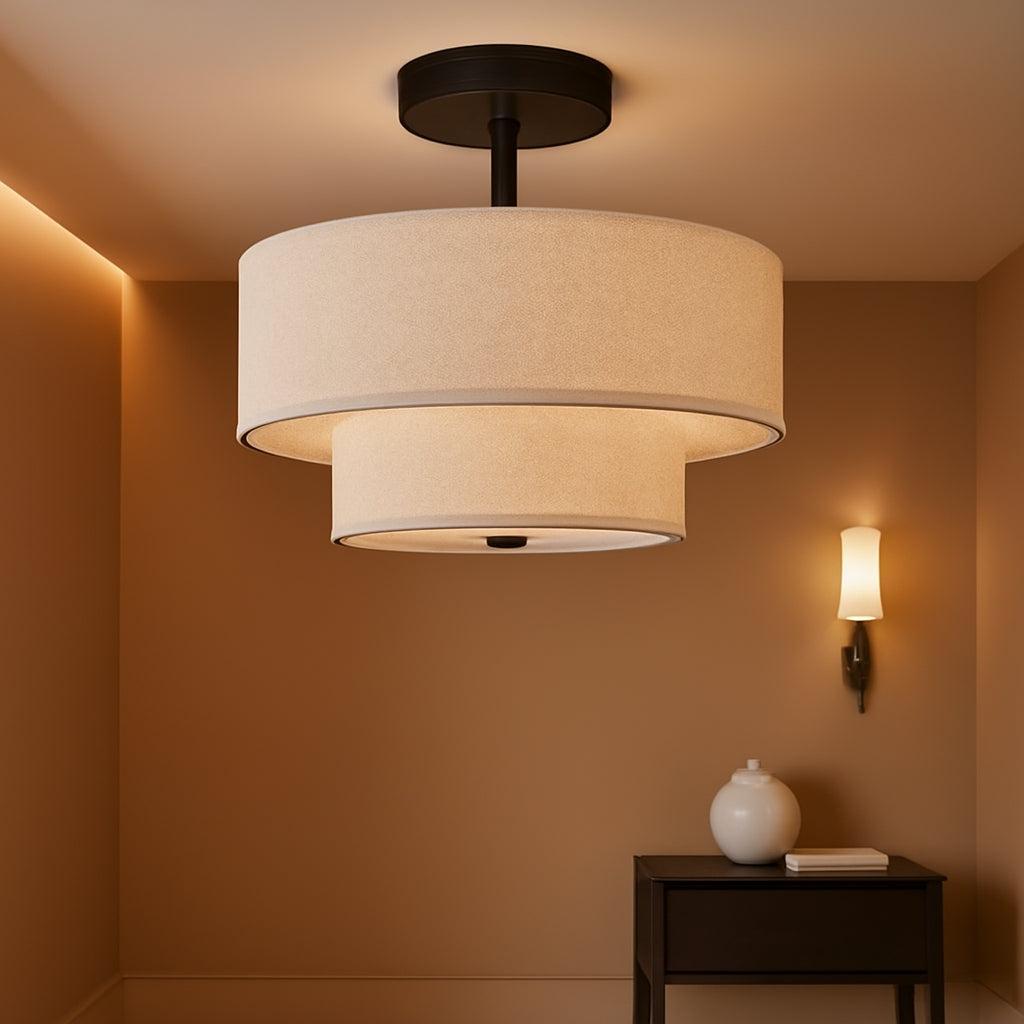 18 Inch Industrial Grade Drum Semi Flush Ceiling Light-0