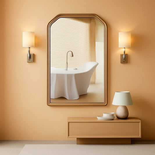 24x36 Natural Wood Wall Mounted Mirror Rustic Framing-0