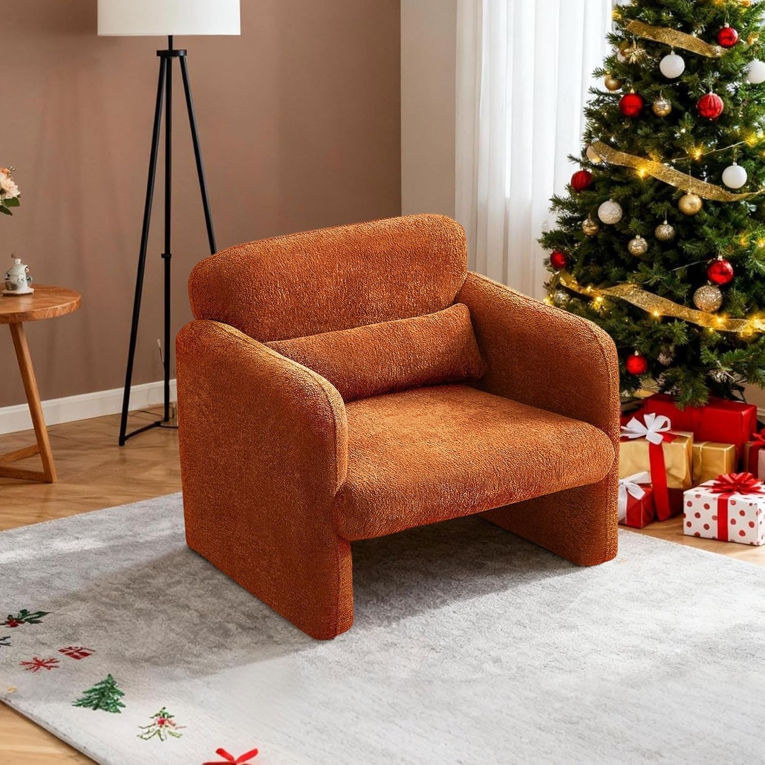 33.86 Inch Sherpa Upholstered Armchair For LivingRoom-3