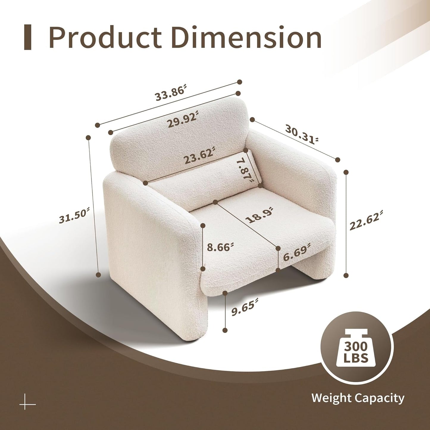 33Inch Sherpa Upholstered Accent Chair With Armrests-1