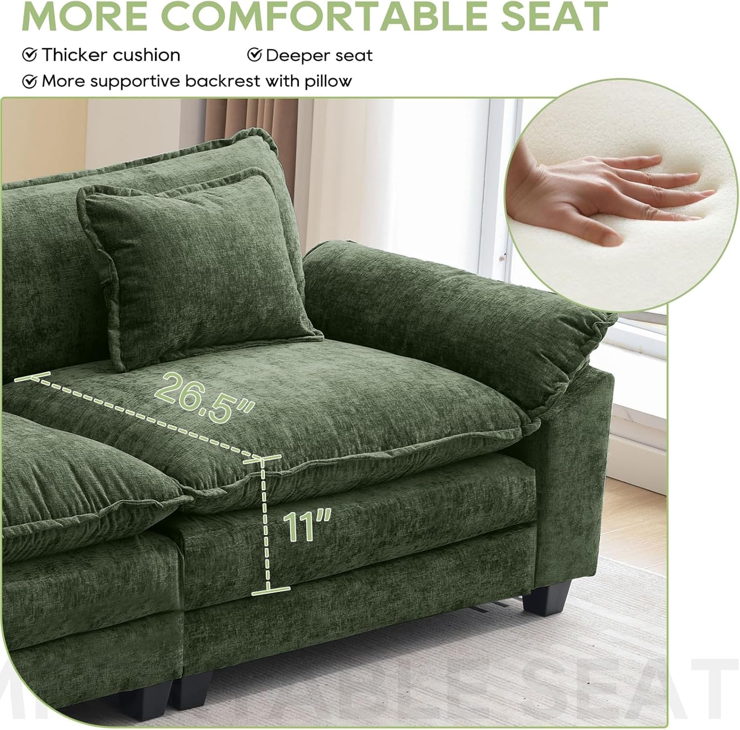 120Inch Green Modular Sectional Sofa Featuring Ottoman-3