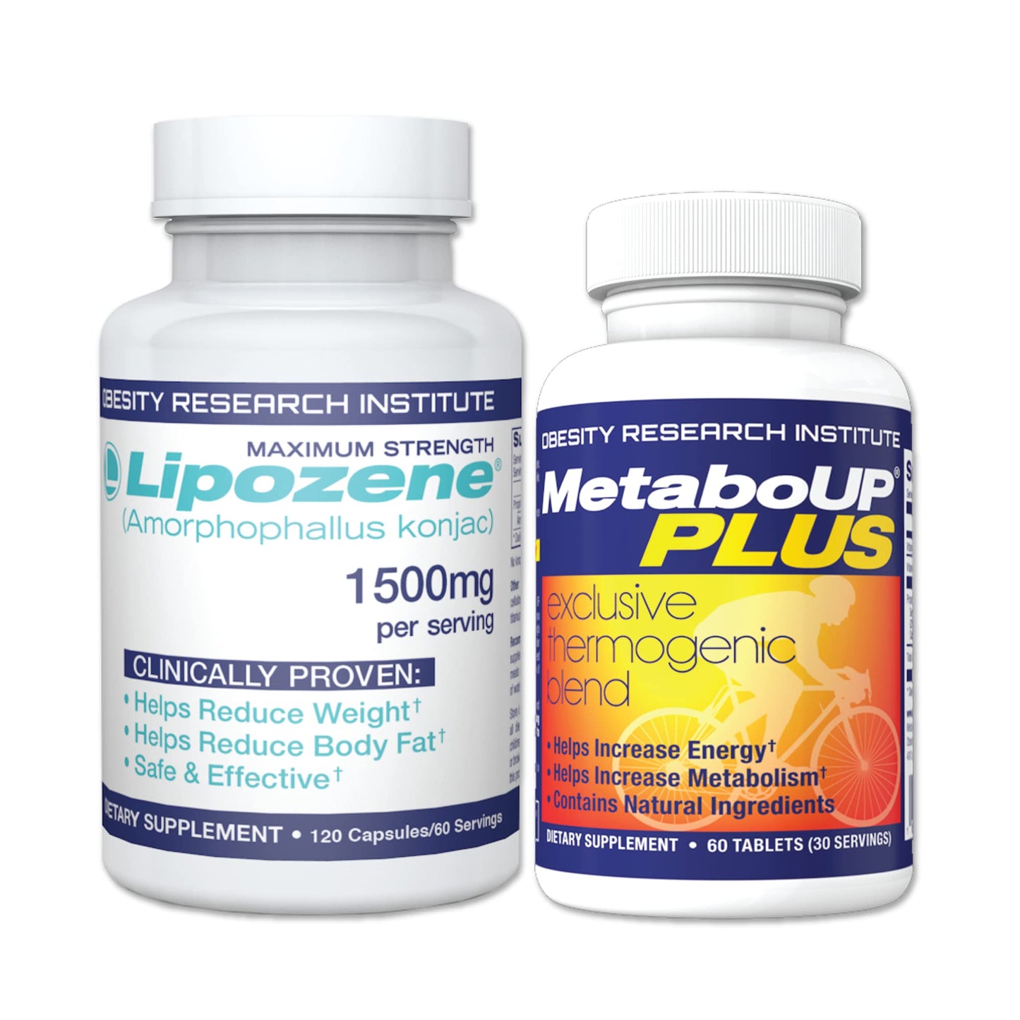 Lipozene Weight Loss Combo of one Mega Bottle 120 Count and one Bottle of MetaboUP Thermogenic Supplement 60 Count in Total - Boost Metabolism Increase Energy and Control Your Appetite