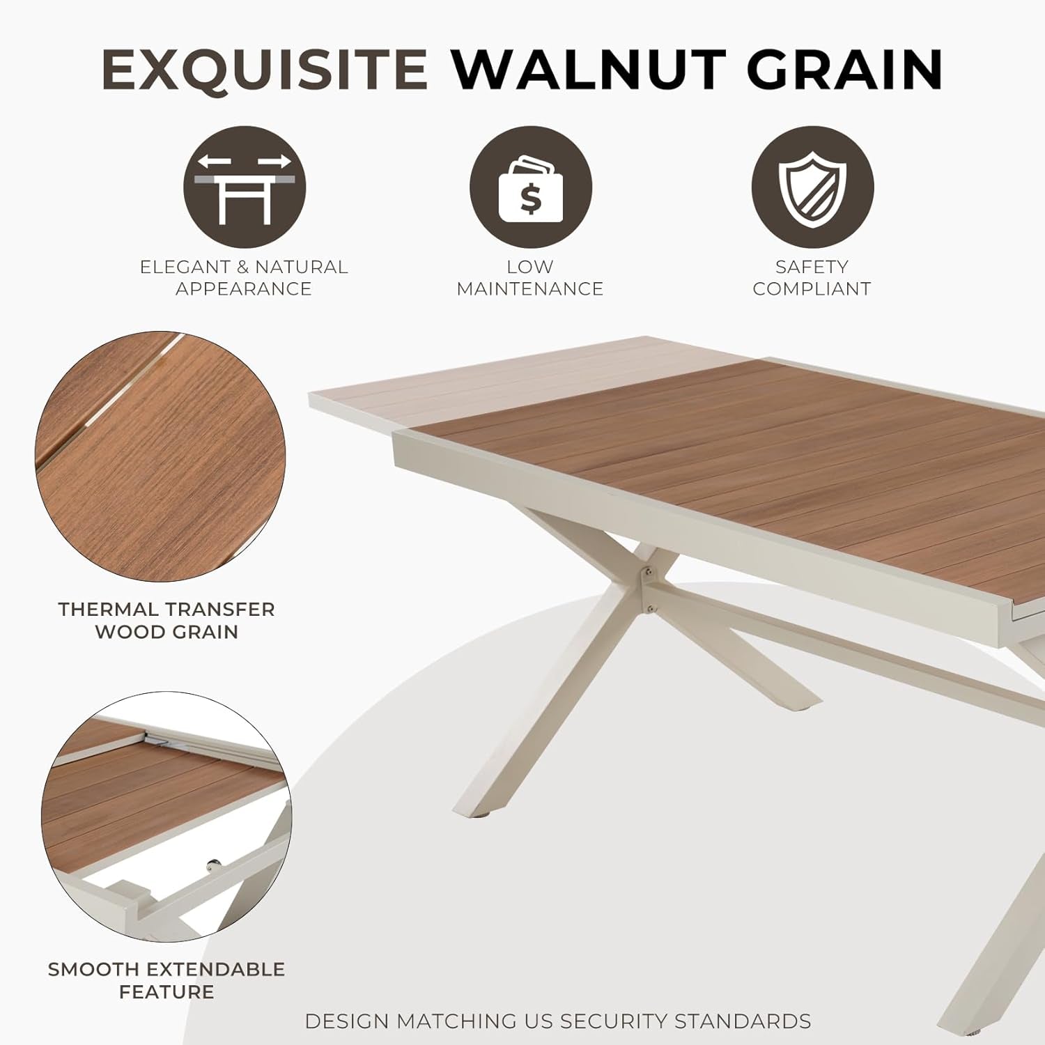 11 Piece Outdoor Dining Set Apricot Sling Mesh Chairs With Wood Grain Expandable Table For 6 To 8-4