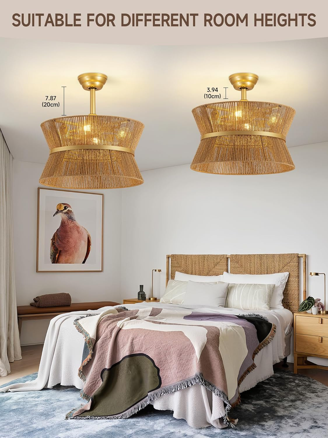 20 Inch Premium Rattan Chandelier Ceiling Fan Remote-3