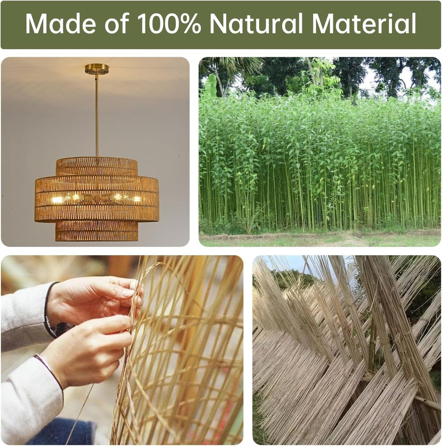 24 Inch Bohemian Handwoven Rattan Chandelier 6 Light-2