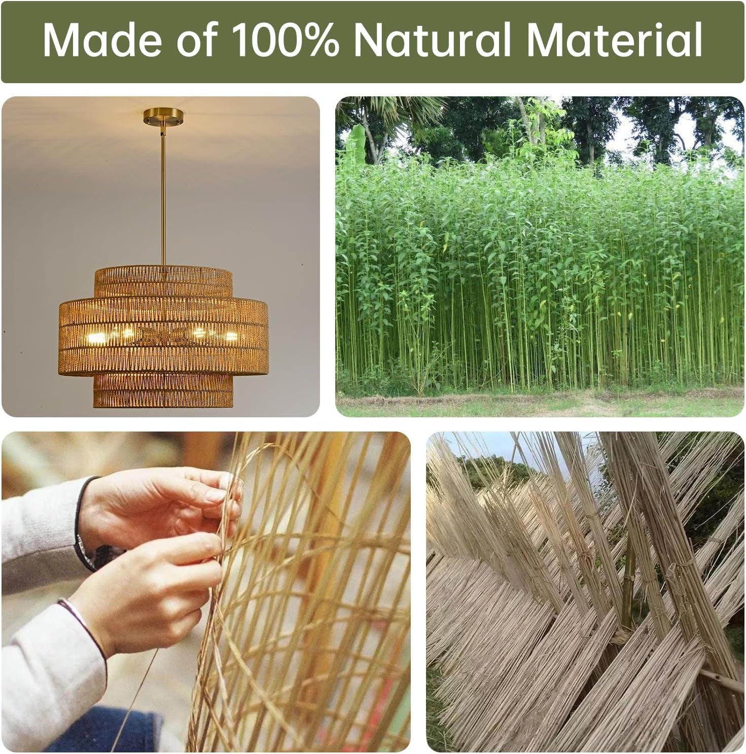 24 Inch Bohemian Handwoven Rattan Chandelier 6 Light-2