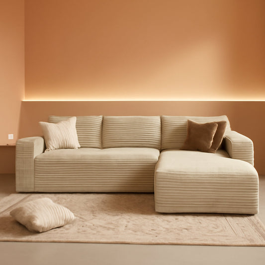 104 Inch Cloud Sectional Sofa Beige No Assembly Required Modern Upholstered Deep Seat Living Room-0