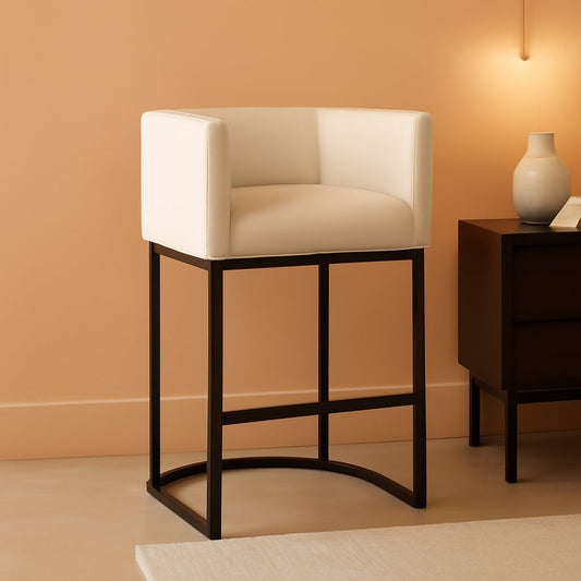 27 Inch Height Modern Barrel Counter Stool Antique White Bar Stool For Kitchen Island-0