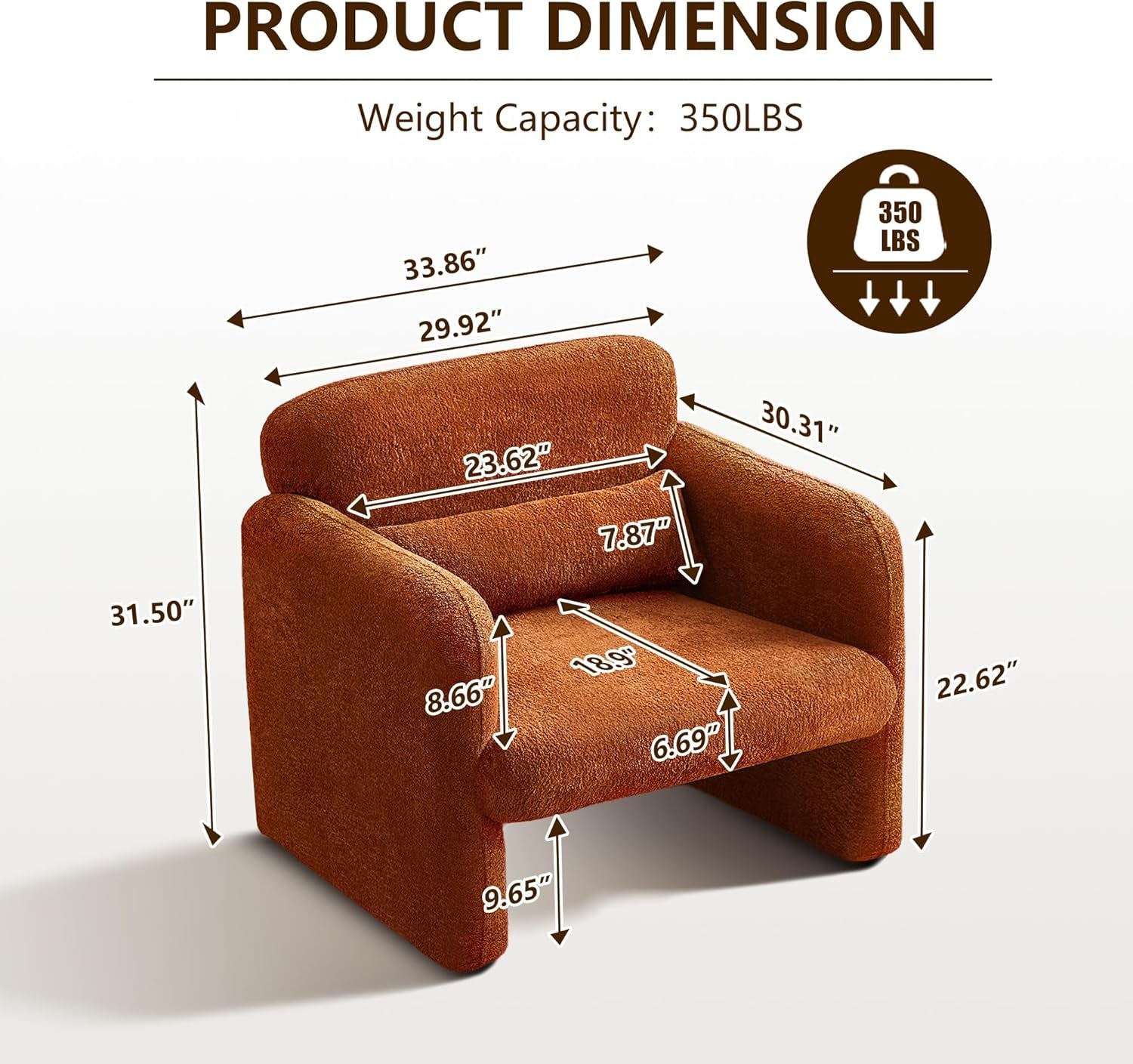 33.86 Inch Sherpa Upholstered Armchair For LivingRoom-1