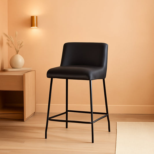 26 Inch Faux Leather Bar Stools Set Of 3 Counter Height With Back Modern Kitchen Island Chairs-0