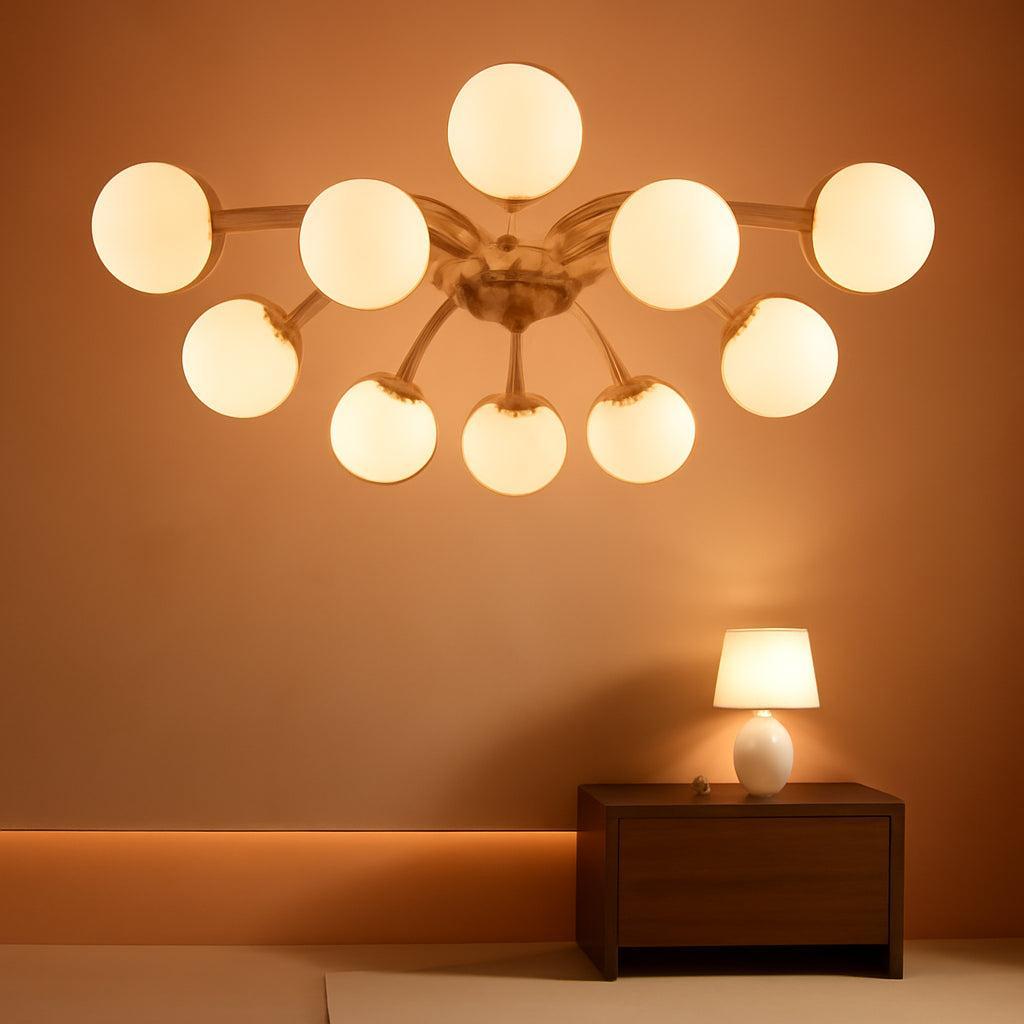 38 Inch Gold Sputnik Chandelier Opal Glass Design Ultra-0