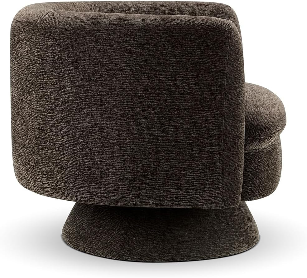 360 Degree Swivel Chair Espresso Velvet Upholstery-3
