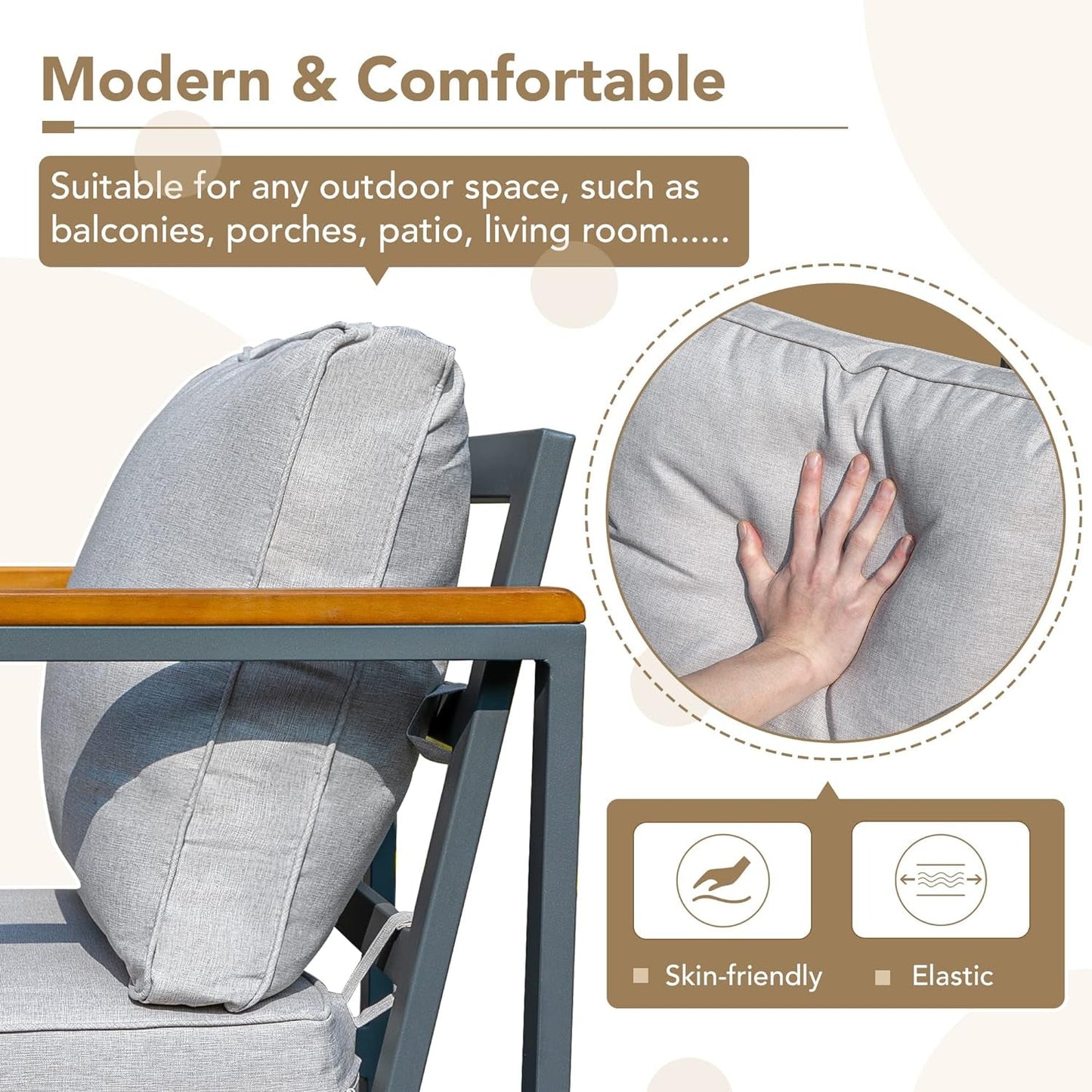 4 Piece Outdoor Patio Set Acacia Wood Sofa and Table-3