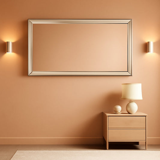 22 Inch By 47 Inch Large Wall Mirror With Angled Beveled Edge And Stainless Steel Frame-0