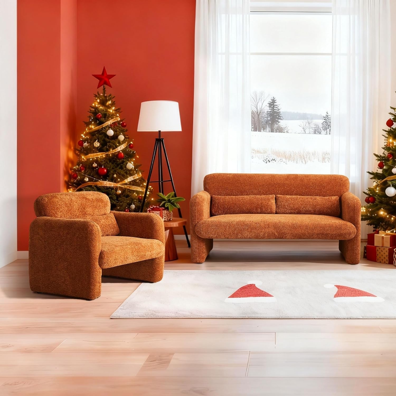 33.86 Inch Sherpa Upholstered Armchair For LivingRoom-4